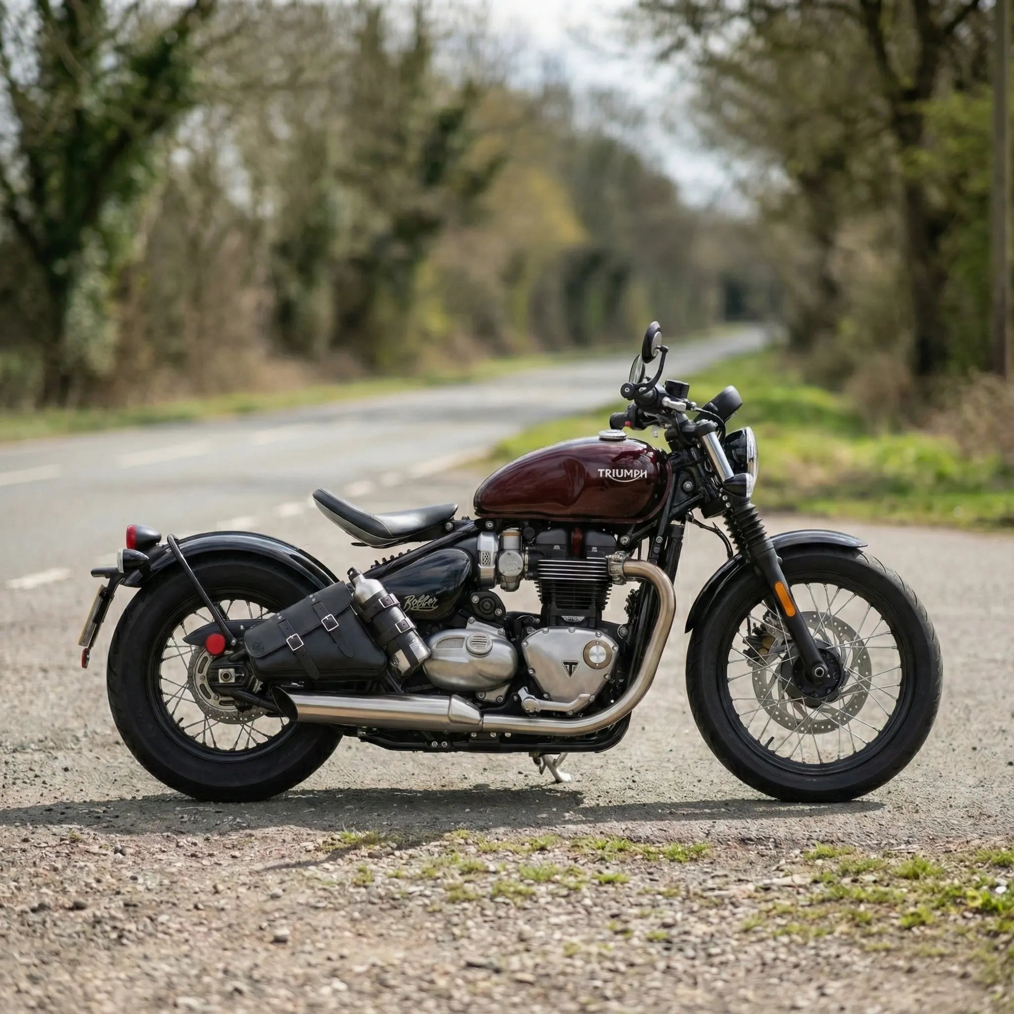 Triumph Bobber Speedmaster Solotasche rechts mit Tankflaschenträger - TBR01FB
